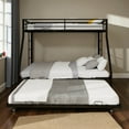 thumbnail image 2 of Tcbosik Twin XL Over Queen Size Bunk Bed with Trundle, Heavy-Duty Metal Bed Frame with Full-Length Guardrail and Built-in Ladders, Space Saving, Black, 2 of 10