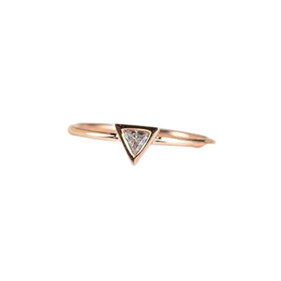 HeartsAndYou Bezel Set Minimalist Engagement Ring for Women 1.2ct Trillion Moissanite 18k Rose Gold Over Silver