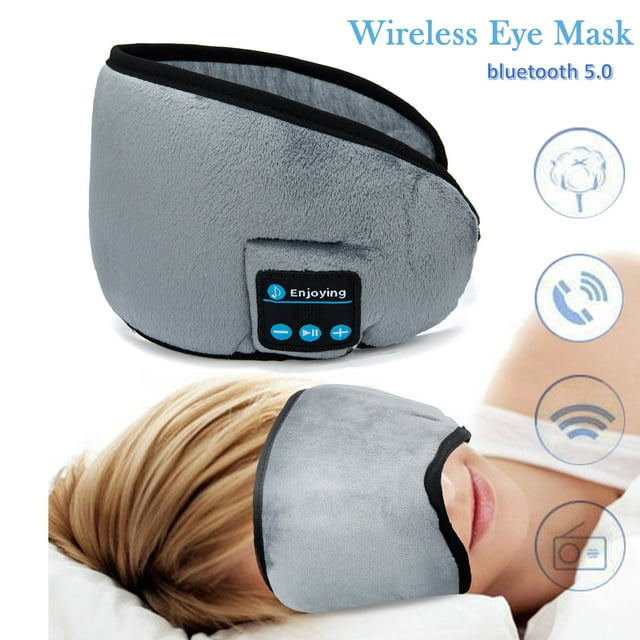 LELINTA Wireless bluetooth Eye Mask, Wireless bluetooth Headphones For Sleep, Travel Music Eye Cover bluetooth Headsets with Microphone Handsfree,Gray/Black
