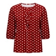 thumbnail image 5 of Teissuly Women's Lantern Sleeve Tie Pleated Short Round Neck T-shirt Top, 5 of 5