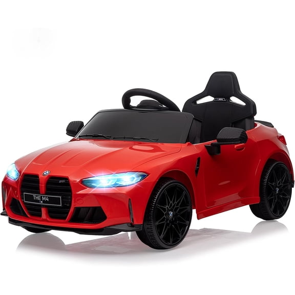 12V Licensed BMW M4 Ride-On Electric Car with Remote Control, 3 Speeds, LED Lights, Music, USB, Adjustable Seat Belt