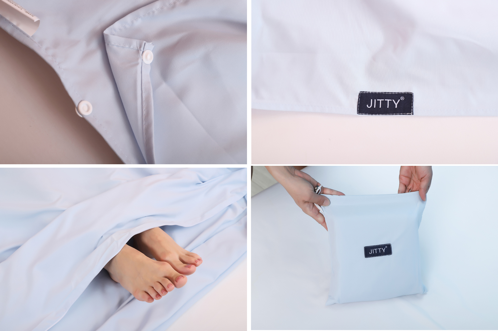 Jitty Sleeping Bag Liner 83"x45",Portable Lightweight Sleeping Bags,Travel Sheet with Pillow Slot for Adult Teen Hotel Travel Camping Home (Glacial Silver)