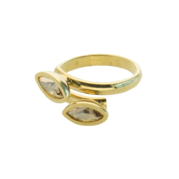 Anillo para Mujer con Cristal Fino Swarovski Navette– Bañado en Oro 14k– Anillo Elegante y Brillante-Aretes de Mujer de Moda, Joyería para Mujer de Moda– Regalo especial Ortiz Espinosa Temporada