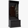 thumbnail image 2 of HOMCOM 3-In-1 Entryway Hall Tree with Storage Bench, Coat Rack with Four Hooks, and Shoe Storage, Black, 2 of 9
