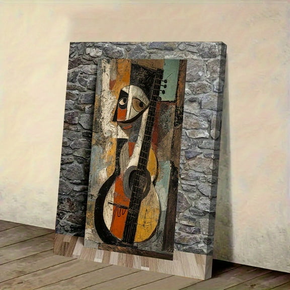 1pc Framed Canvas Art - Old Guitarist by Pablo Picasso, Vibrant Abstract Design, Ideal for Creative Gifts, Holiday Decor, Birthday & Party Supplies