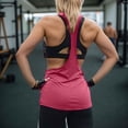 thumbnail image 2 of Chaleco deportivo sin mangas con cuello bajo en forma de T para mujer: top deportivo holgado de secado rápido y absorción del sudor, 2 of 5