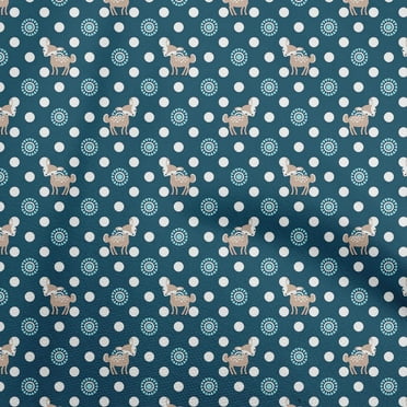 oneOone Polyester Spandex Teal Blue Fabric Animal Sewing Craft Projects Fabric Prints By Yard 56 Inch Wide
