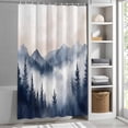 thumbnail image 3 of Blue Forest Mountain Fabric Shower Curtain Watercolor Landscape Washable Shower Curtains for Bathroom, Waterproof Bath Curtain with Hooks Home Decor 72x72in, 3 of 8