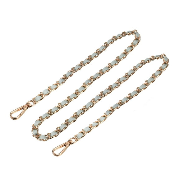 Purse Chain Strap, 47" Leather Iron Flat Chain Strap Handbag Chains Purse Straps Shoulder Cross Body (Light Green Gold)