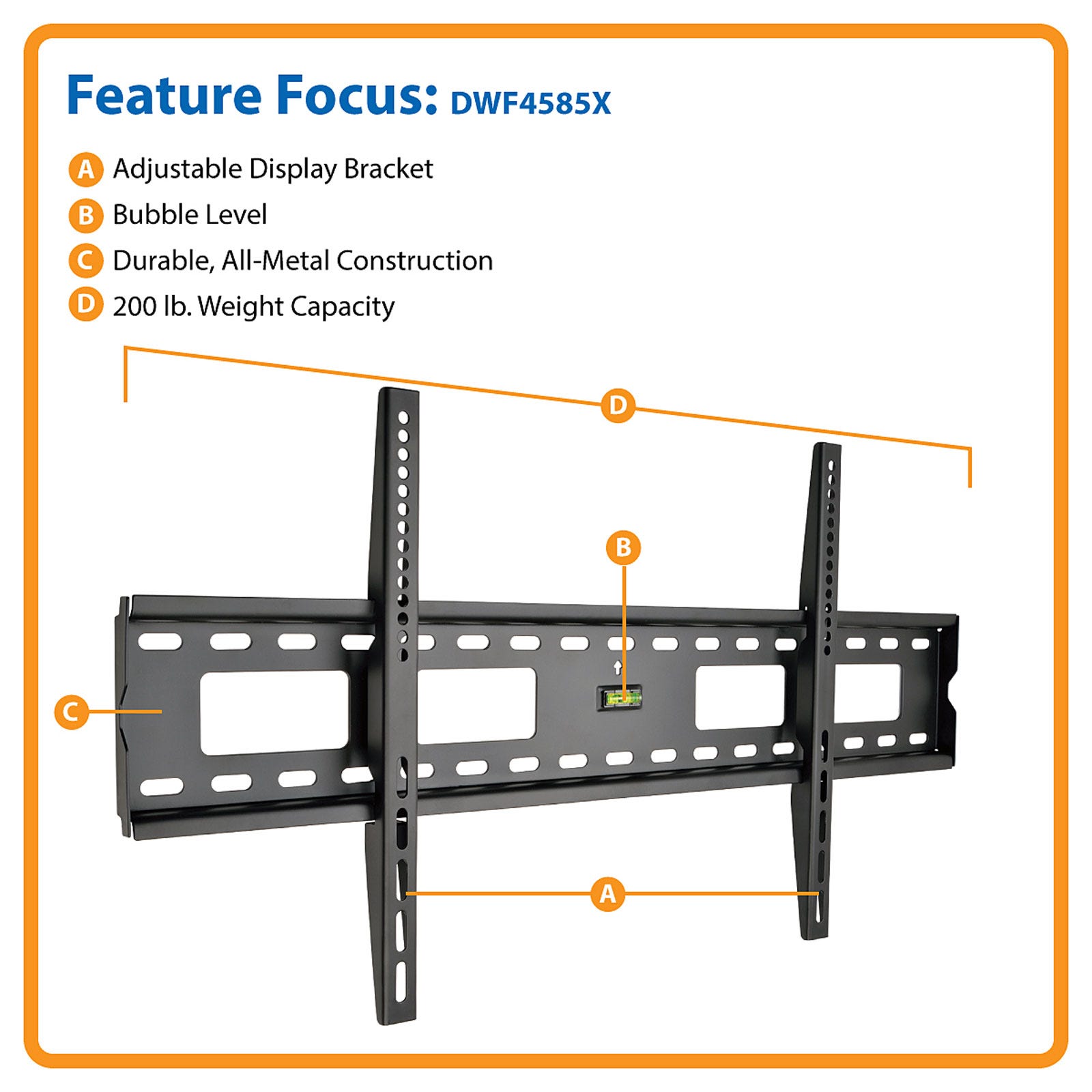 FIXED MONITOR WALLMOUNT 45-85IN FLAT SCREEN DISPLAYS TV WALLMOUNT