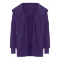 thumbnail image 5 of Dezsed Womens Fuzzy Fleece Open Front Hooded Cardigan Jackets Women's Solid Color Casual Plush Cardigan Long Sleeve Pockets Blouse Coat Tops Purple M, 5 of 7