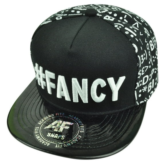 Hashtag Fancy Snapback Flat Bill Emoticons Symbol Smiley Faces Black Hat Cap