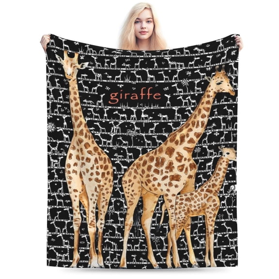Giraffe Throw Blanket - Cozy Fleece Flannel Blanket, Soft Warm Plush, Lightweight, Perfect for Women, Men, Adults,Couch, Sofa, Bed 50x40