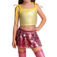 thumbnail image 4 of DGMIOCS Girls Sequin Tank Tops Kids Sleeveless Spaghetti Strap Crop Cami Camisole Sparkly Dance Blouse Metallic Performance Dancewear Size: 14-15 Years Gold, 4 of 4