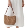 thumbnail image 4 of BadPiggies Straw Handbags for Women, Chain Underarm Shoulder Bag Classic Summer Beach Purses Tote Handbags (Khaki), 4 of 9
