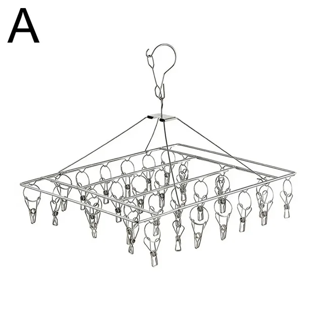 Tendedero de acero inoxidable resistente al viento para ropa, perchero para secar toallas, calcetines, gancho para secar ropa, sujetador Q6P9