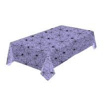 Btomtd 107.87 x 53.93 inch Spider Pattern Halloween Table Cloth Disposable Plastic Tablecloth Horror Theme Table Cloth Festive Party Use, Purple