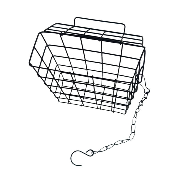 Comedero para pájaros de sebo para colgar en exteriores, jaula de sebo resistente, de metal, resistente a intemperie, portátil para jardín al