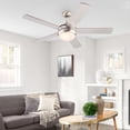thumbnail image 2 of Simpol 52" Traditional Indoor Ceiling Fan with LED Light, Pull Chain and Remote Control, Reversible AC Motor, Walnut/Silver Reversible Blades and Brushed Nickel Finish, 2 of 8