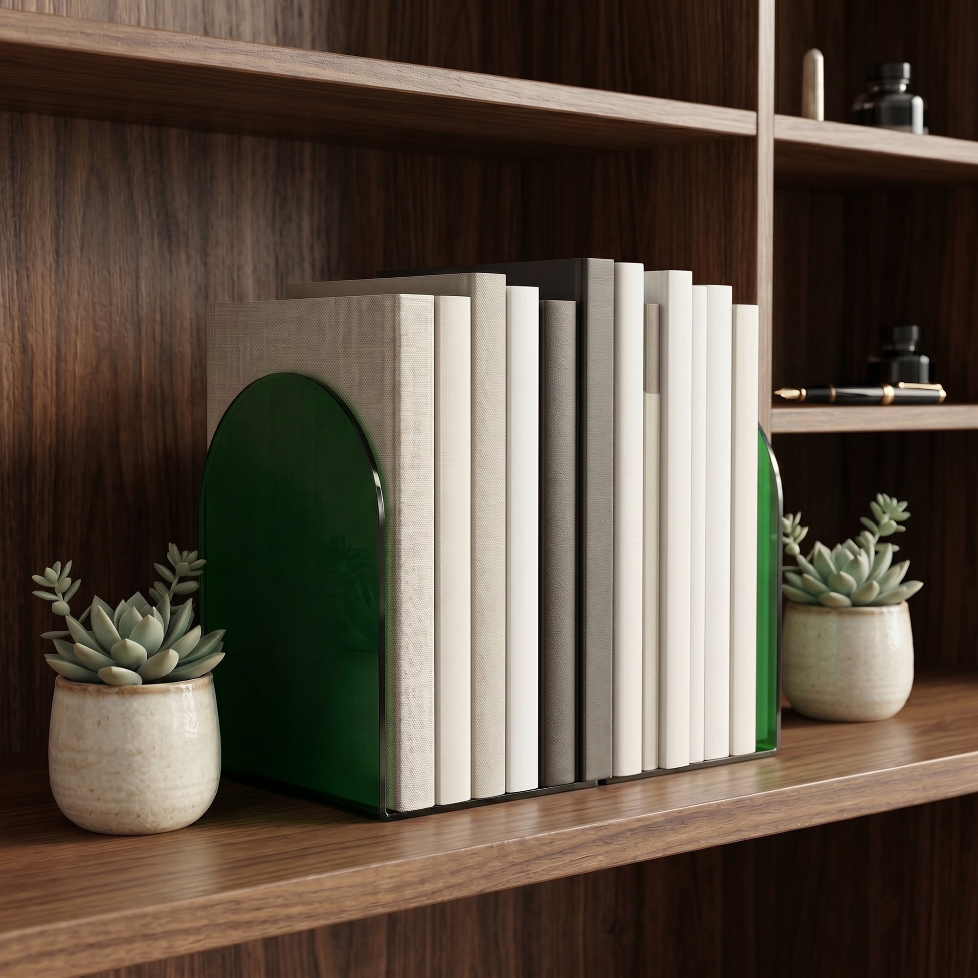Unique Bargains 2Pcs Clear Acrylic Modern Non-Skid Bookends Song Bailv 4.7*3.9*6.1inch