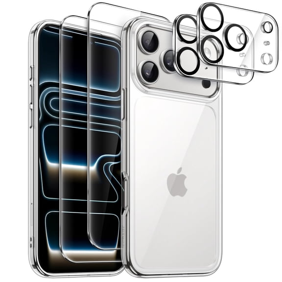 5 in 1 Clear Back Bumper Case for iPhone 18 Pro Max |Screen Protectors, Camera Lens Protectors (Clear)