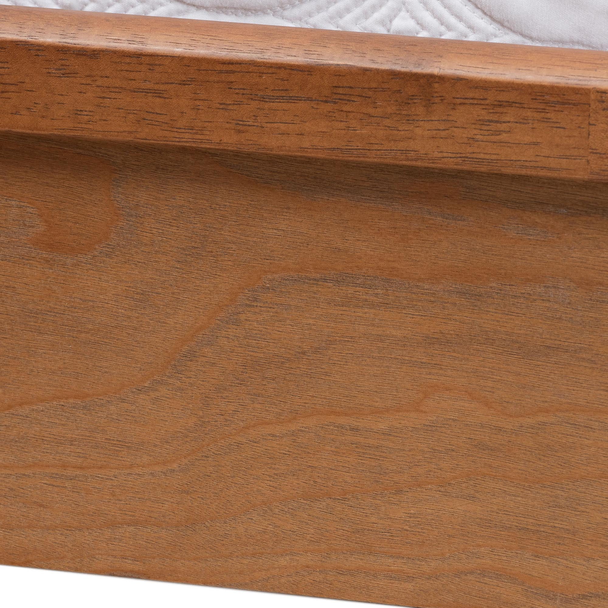 Baxton Studio Blossom Classic and Traditional Ash Walnut Finished Wood and Rattan Queen Size Platform Bed