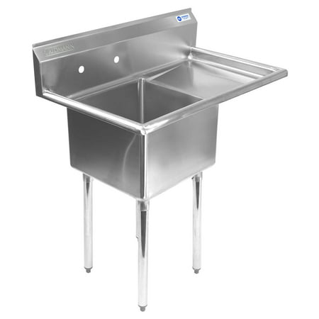 Gridmann 1 Compartment Nsf Stainless Steel Commercial Kitchen Prep Utility Sink W Drainboard 39 In Wide