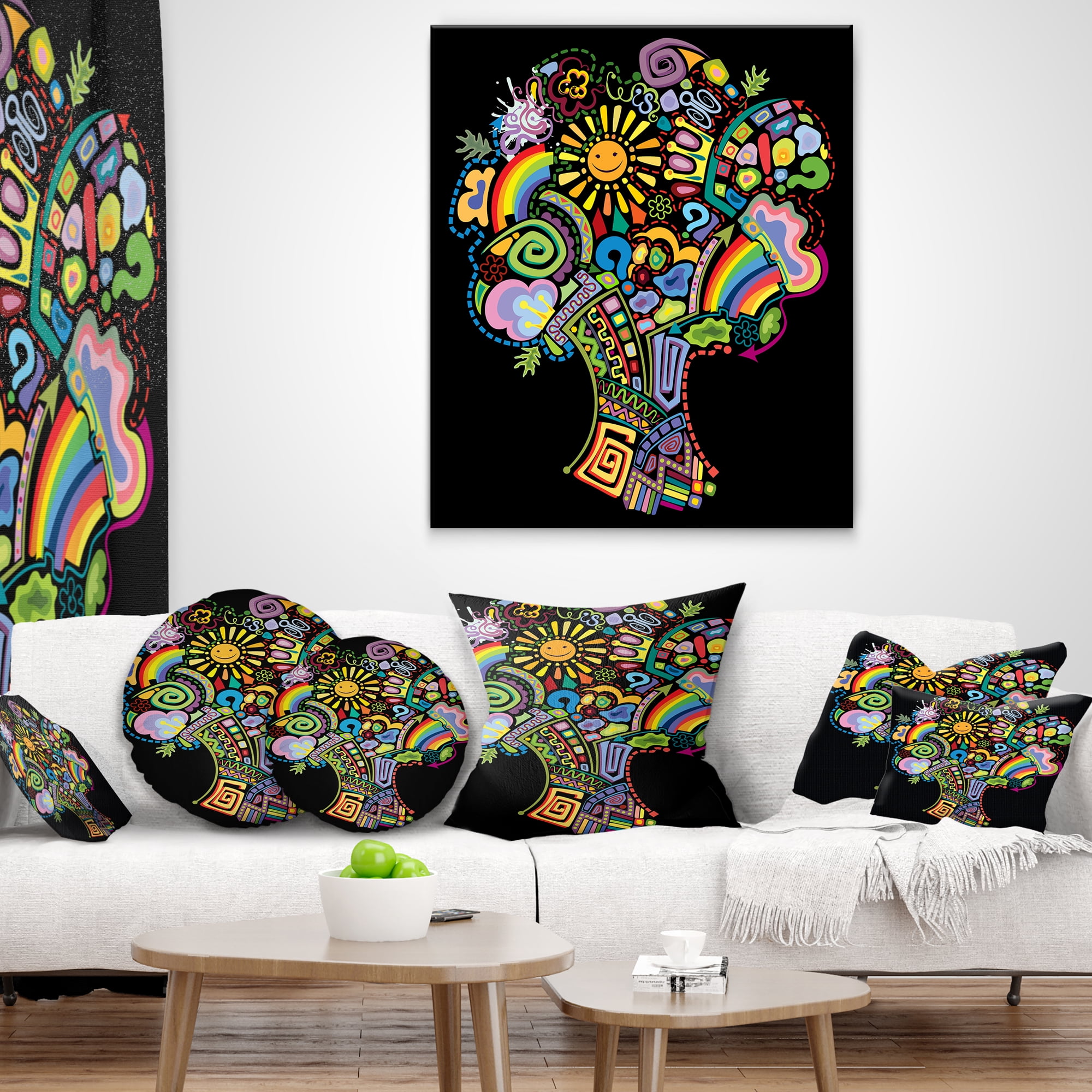Designart Colorful Abstract Tree - Abstract Throw Pillow - 18x18