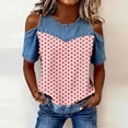 thumbnail image 5 of Womens Summer Tops Short Sleeve Shirts Ndbuld Women's Fashion Casual Round Neck Printed Short Sleeve Blouse Loose Spring And Summer Tops Pink L, 5 of 5