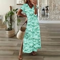 thumbnail image 2 of Nmnitkp Summer Dresses for Women 2025,The Latest Style Womens Dresses Spring And V-Neck Solid Casual Short Sleeved Long Dress, 2 of 3
