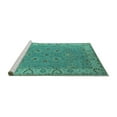 thumbnail image 2 of Ahgly Company Machine Washable Indoor Rectangle Oriental Turquoise Blue Traditional Area Rugs, 6' x 9', 2 of 4