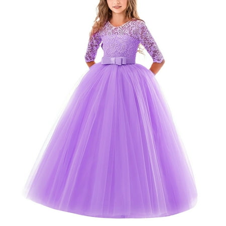 

Flower Girl Lace Dress for Kids Wedding Bridesmaid Pageant Party Prom good-looking Girls Special Occasion Dresses Princess Puffy Tulle Dresses Formal Ball Gown Princess 140cm Image 3