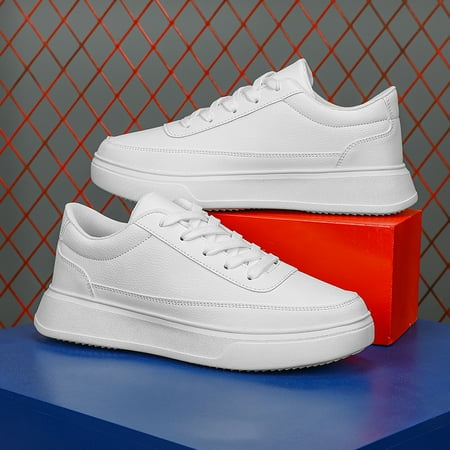 

Men‘s Solid Color Casual Lace-Up Sneakers Waterproof Anti-skid Skate Shoes
