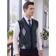 thumbnail image 5 of INSPIRE CHIC Men's Classic Sleeveless V-Neck Button Argyle Knitwear Sweater Cardigan Vest M Navy Gray, 5 of 6