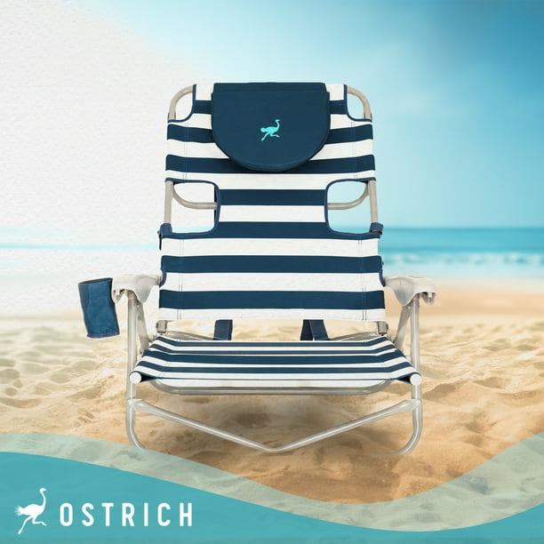 Ostrich On Your Back Sand Chair and On Your Back Beach Chair Stripped Blue Walmart Business Supplies
