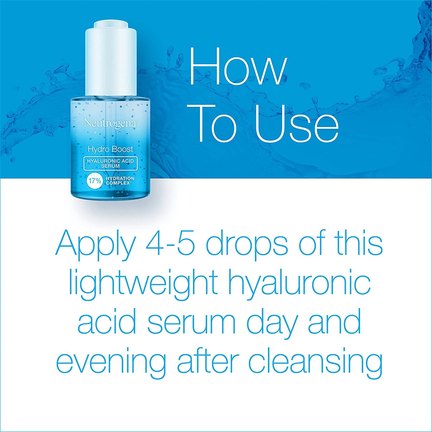 Neutrogena Hydro Boost Hyaluronic Acid Serum with 17% Hydration Complex, Lightweight Daily Hyaluronic Acid Facial Serum for Dry Skin, Oil-Free Fragrance-Free, 1 Fl Oz
