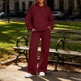 thumbnail image 2 of SZJXBUY Cute Sweatsuit for Women Oversized Fall 2 Piece Matching Sweat Sets Plus Size Hoodies & Baggy Wide Leg Pants Outfits Wine,XL, 2 of 8