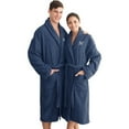 thumbnail image 2 of Authentic Hotel and Spa  Midnight Blue with White Monogrammed Herringbone Weave Turkish Cotton Unisex Bath Robe T L/XL, 2 of 5
