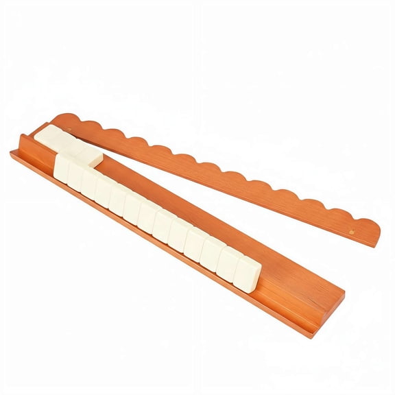 Mahjong Rack Set of 1- 17 Inch Wooden Tile Racks with Pushers