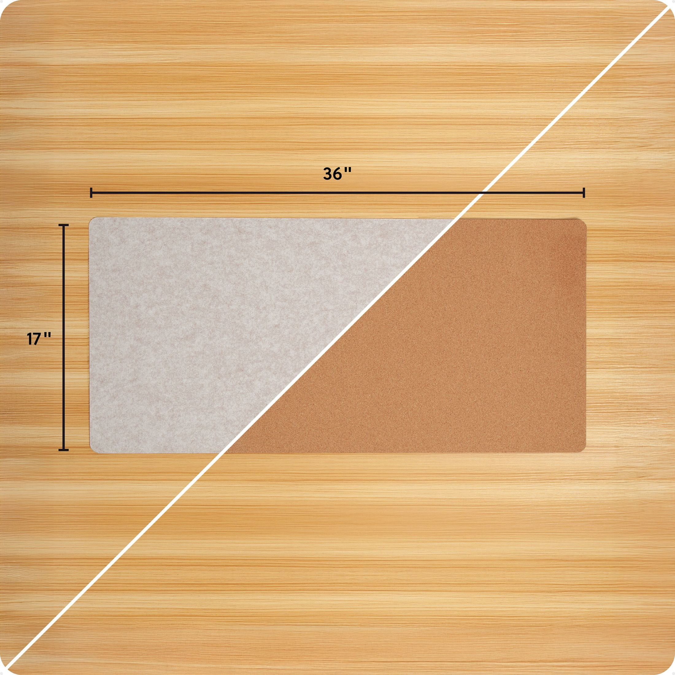 U Brands Desk Pad, Double Sided Felt and Cork, 36 x 17in