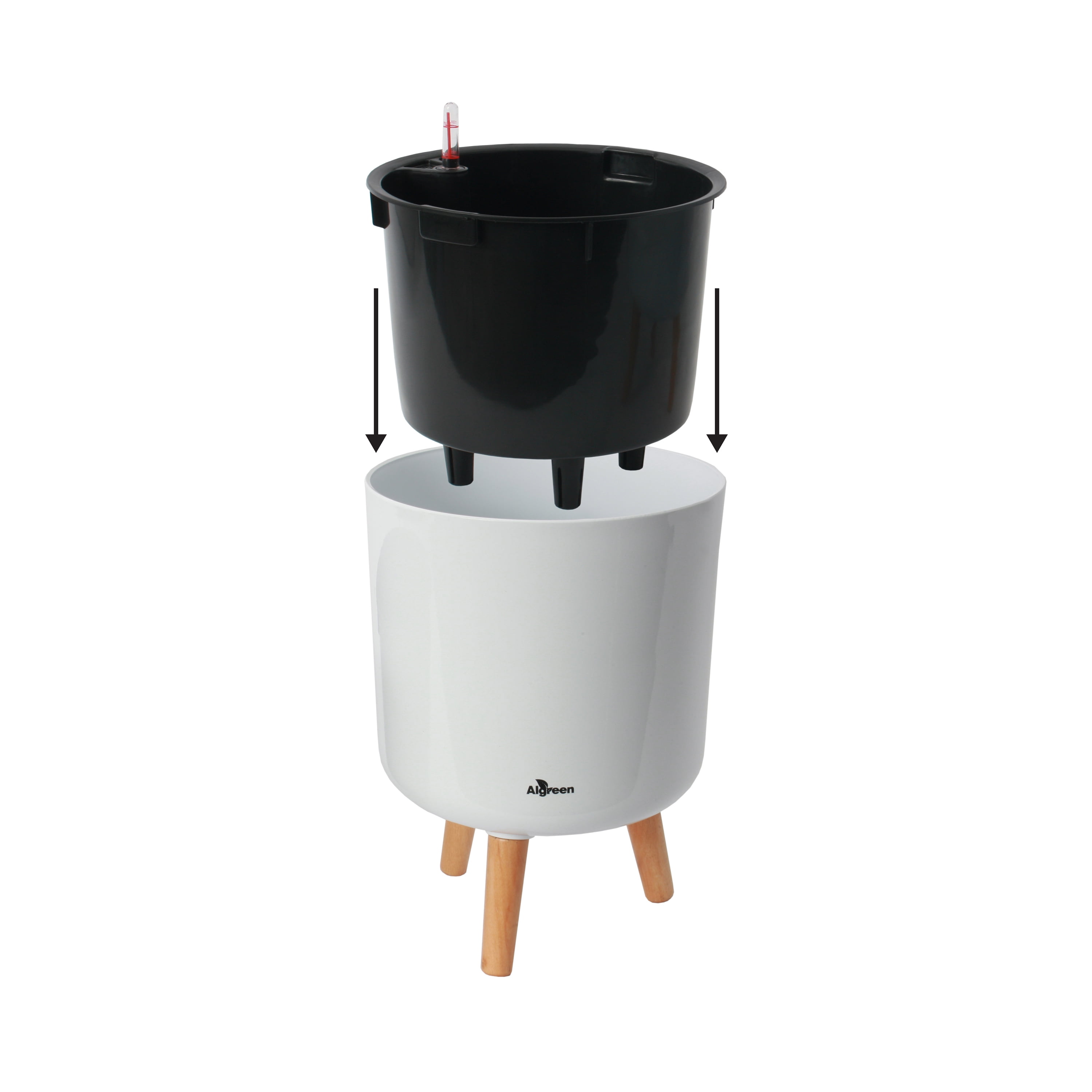 Algreen Modena 8.5" Self-Watering Planter with Stand, Gloss White