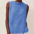 thumbnail image 2 of Women Cotton Linen Sleeveless Crop Tank Tops O Neck Shirt Casual Solid Color Loose Fit Comfy T-Shirt Blouse Vest, 2 of 6