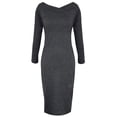 thumbnail image 6 of Womens Slimming Solid Midi Length Bodycon Dress, 6 of 9