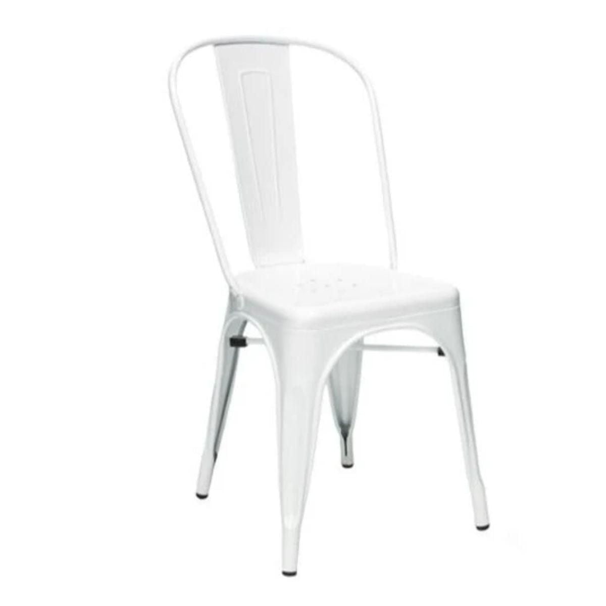Plata Décor Chaise sans Accoudoirs Tolix en Blanc - Set 3
