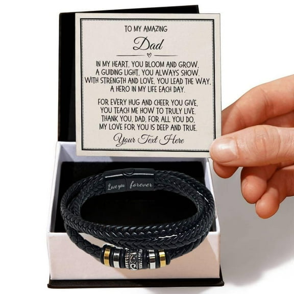 Dad Gift Bracelet for Him, Daddy Father's Day Valentine's Birthday Christmas Gift Ideas for Dad Personalized Gifts, Bracelet for Men with Message Card and Gift Box