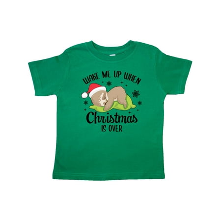 

Inktastic Wake me up when Christmas is Over with Cute Sloth Gift Toddler Boy or Toddler Girl T-Shirt