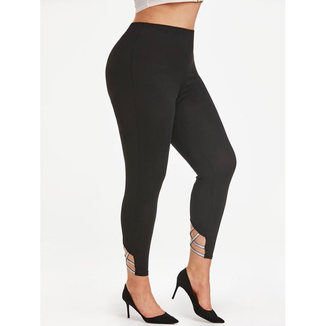 Leggings Talla Extra Borde Cruzado Rosegal Leggings de talla grande