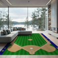 thumbnail image 2 of ODIKA 6'x9' Washable Area Rug Baseball Field Sport Diamond With Athletic Star Border And Bat Motif for Family Room, Living Mater Bedroom, Non-Slip, Easy Care, 2 of 7