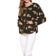 thumbnail image 4 of Chaqueta de forro polar Inspire Chic para mujer, abrigo sin cuello de estampado floral vintage, de manga larga, cálido para invierno, abrigo de piel sintética S marrón, 4 of 6