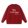 thumbnail image 4 of HOZADOIE Pulls pour Femmes Imprimé Lettre Couleur Unie Manches Longues Col Rond Polyvalent Ample Simple Confortable Chandail Automne Hiver Style, 4 of 6